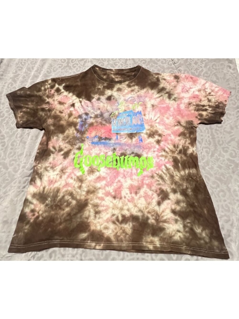 Goosebumps HorrorLand Tie Dye T-Shirt Neon Green
